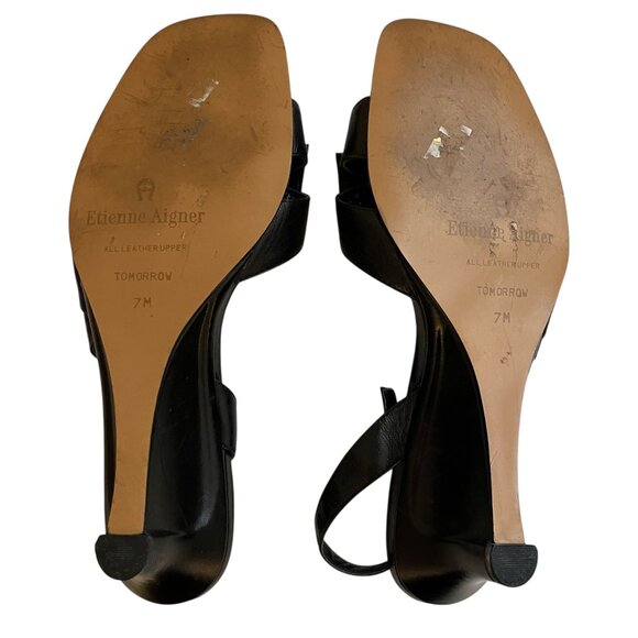 Etienne Aigner Black Wedge Sandals Size 7M - Picture 6 of 8